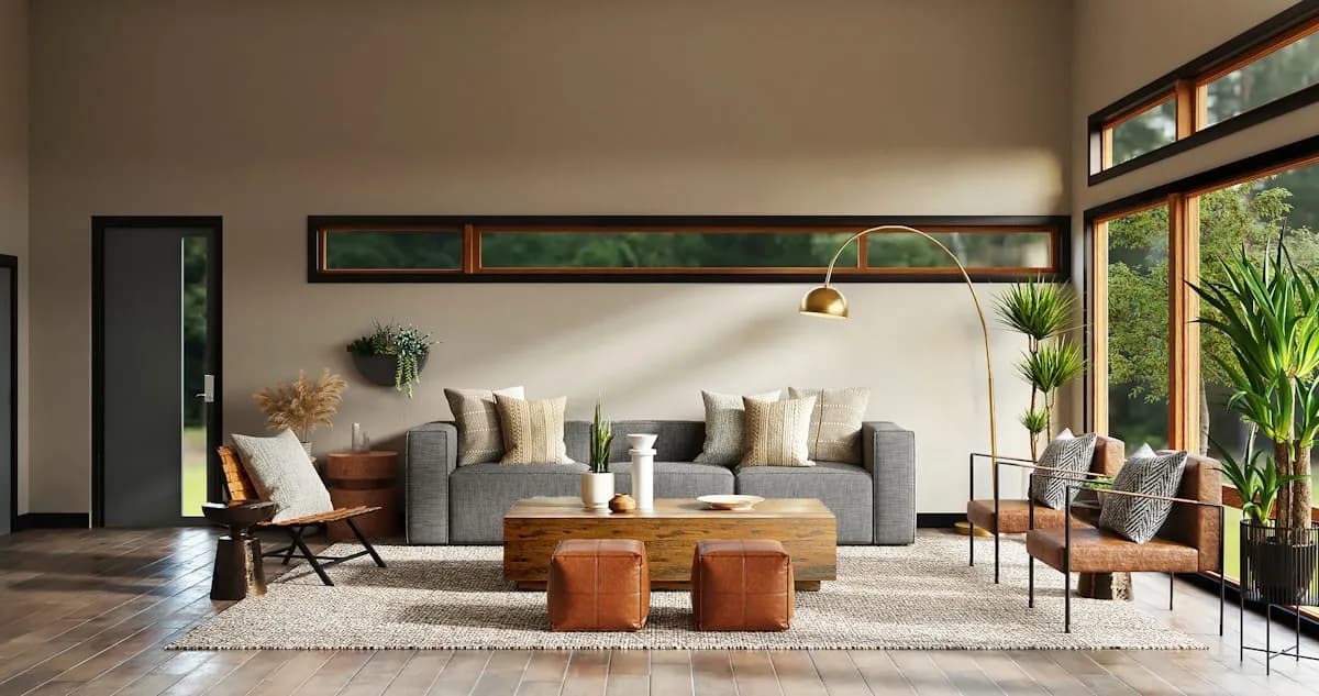 Rendering 3D di un soggiorno moderno — Progetto chiavi in mano